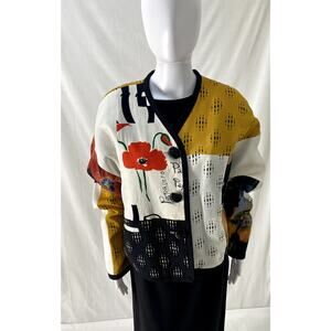 Max & Mabel Black Floral Jacket With Trim Size 2X